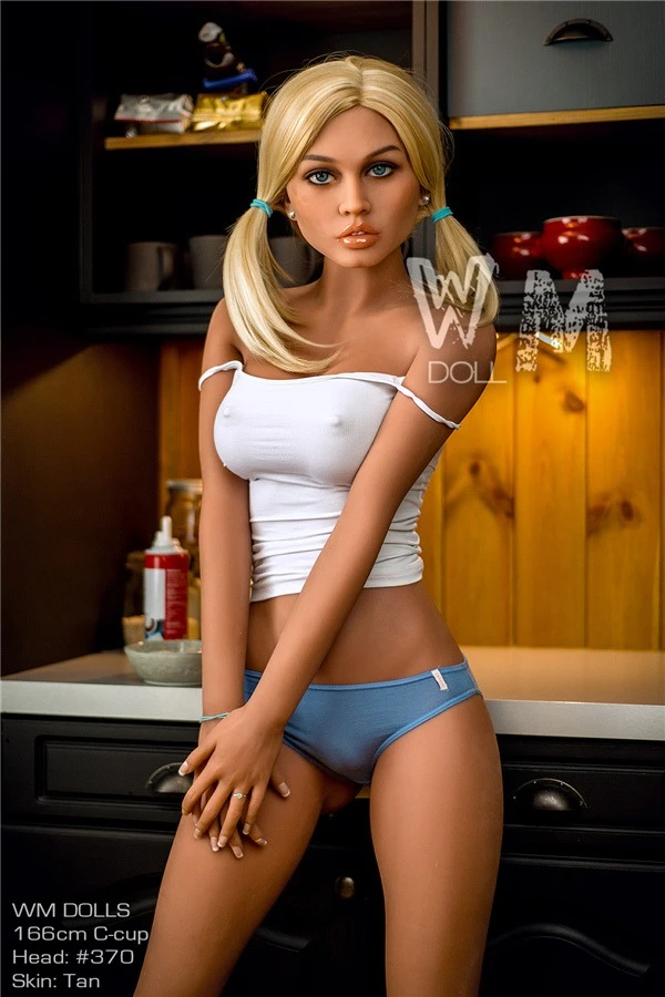 WM Dolls Analia 166cm リアルなブロンドツインポニーテールセックスドール、無料の第2ヘッド付き